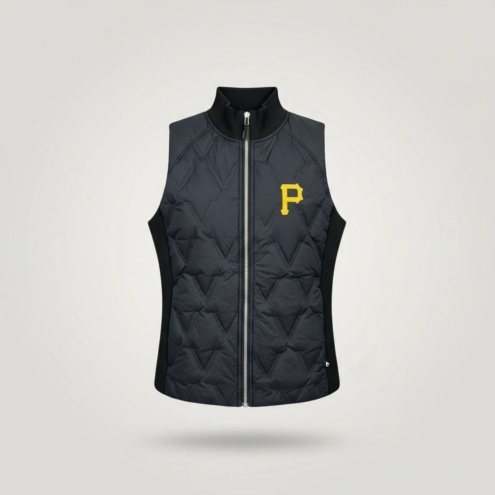 Next Level Pittsburgh Pirates Vest Womens S Black Quilted Full Zip MLB NWT